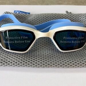 Adult Unisex Swim Goggles - Blue and White